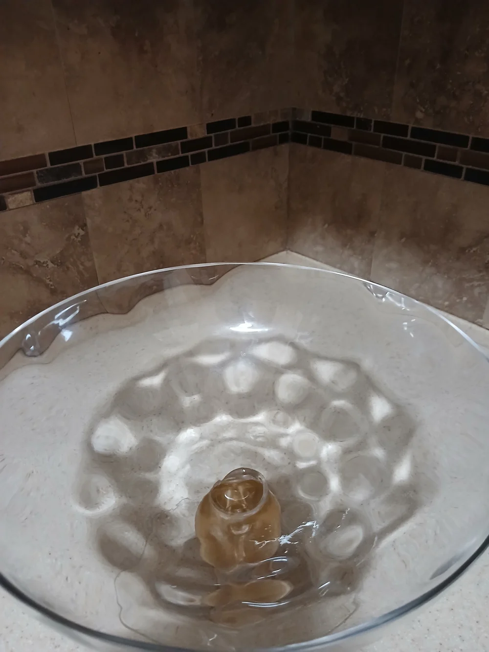 Studio-Crafted Art Glass Bowl With Gold-Infused.